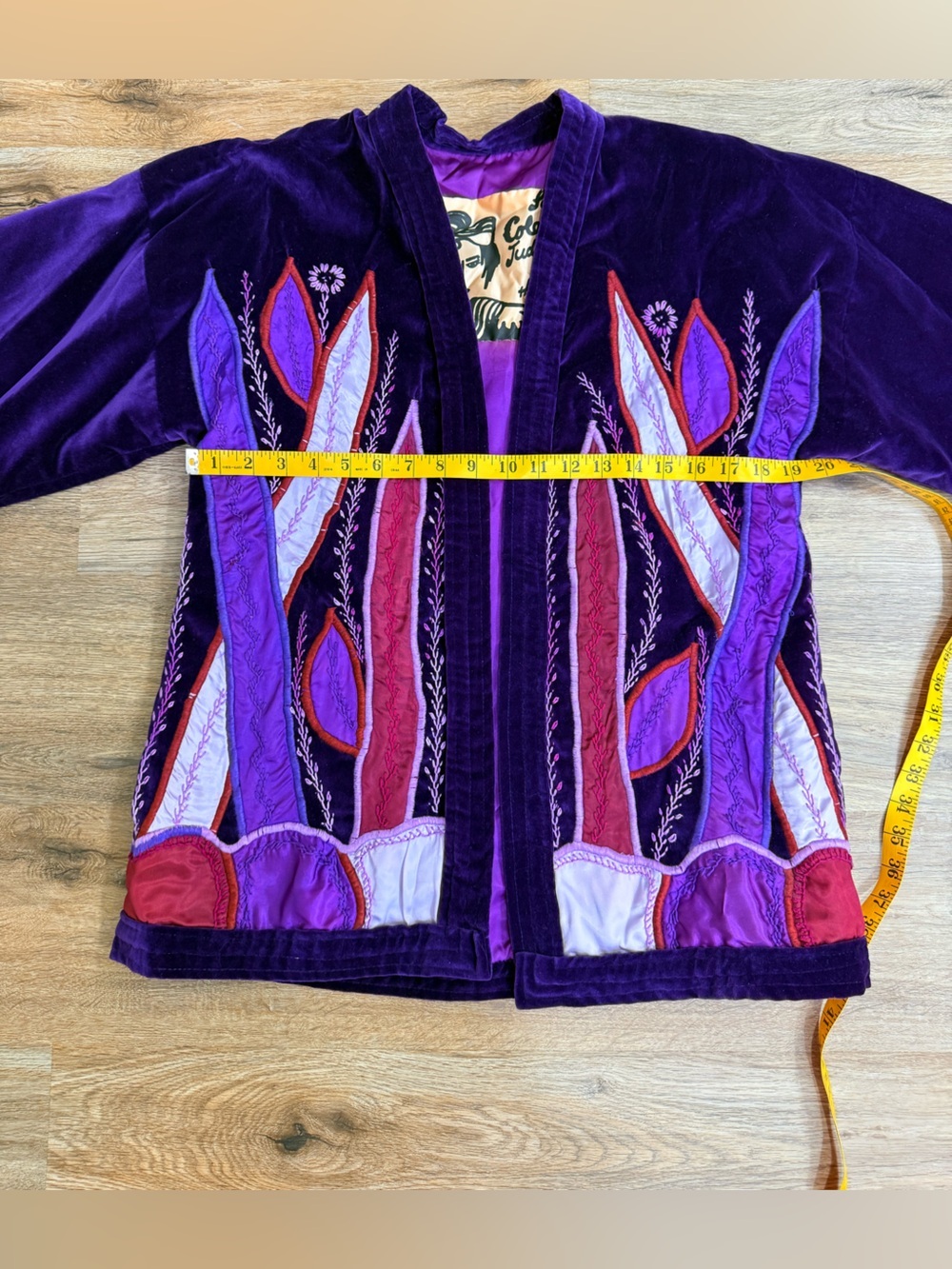 Vintage Colorim Judith Roberts Purple Velvet Wearable Art Jacket Embroidered Kim - Picture 11 of 12